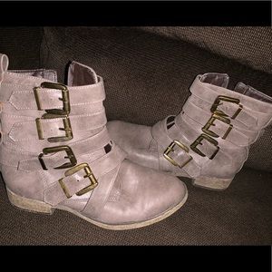 Grey Buckled Booties